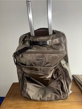 Tumi Taupe/Brown Rolling Carry-On with Front Pocket